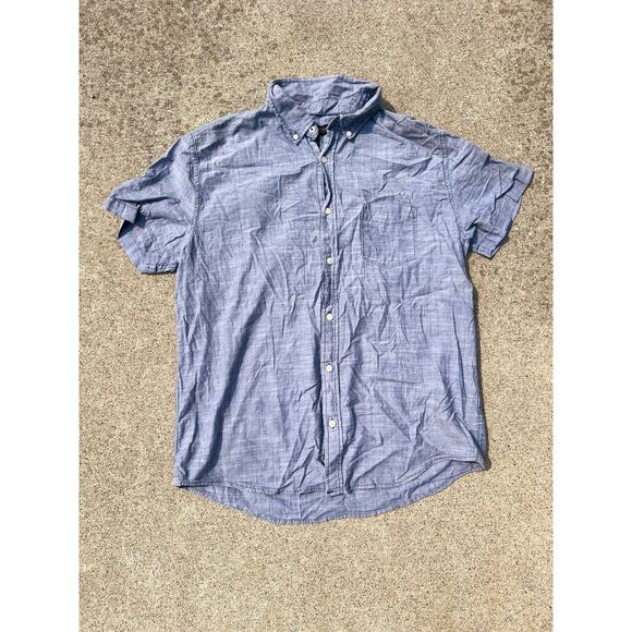 Aeropostale Top Men Size Large Blue Collared Short Sleeve Button Down Shirt - Picture 1 of 5
